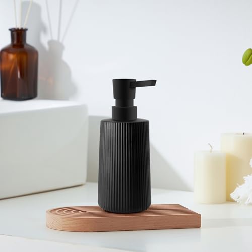 Modern Striped Glass Soap Dispenser - 250ml Pump for Kitchen & Bathroom (2 Pack)