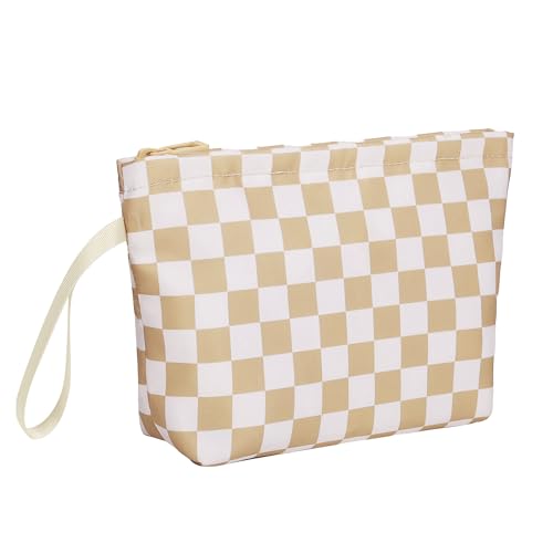 Ethereal Small Checked Travel Makeup Bag with Brush Holder