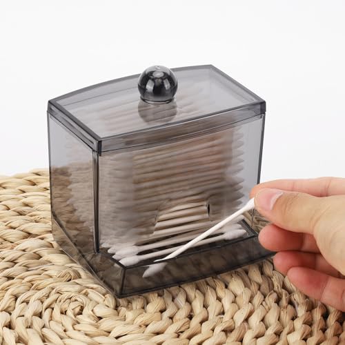 Tbestmax 10oz Black Qtip Dispenser with Lid Bathroom Organizer
