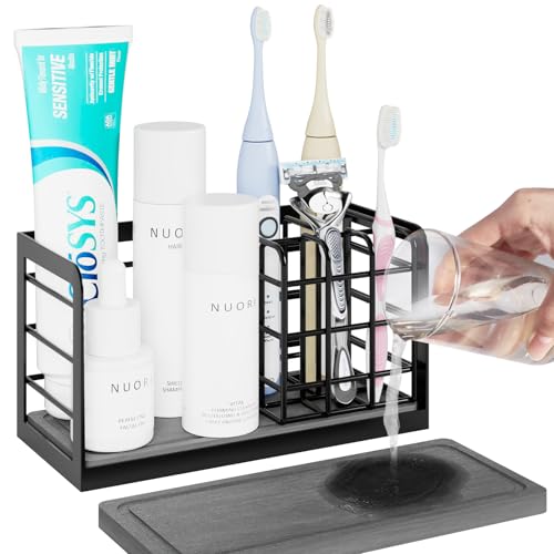 NANAGIFTREE Rust-Proof Toothbrush Holder with Instant-Drying Stone Base