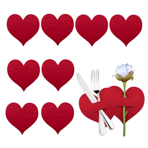 Valentine's Day Heart Shaped Silverware Holders - 10 Pcs Set