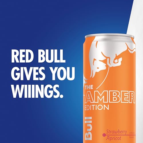 Red Bull Amber Edition Energy Drink Pack of 4 - Strawberry Apricot 12 fl oz Cans