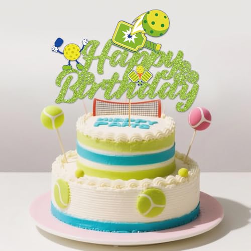 Pickleball Cake Topper - Birthday Sports Dessert Decoration, Ready-to-Use