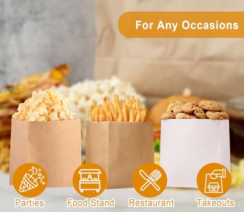 Likpikin Small Brown Kraft Paper Bags - 50 Pack Greaseproof Snack Wrappers