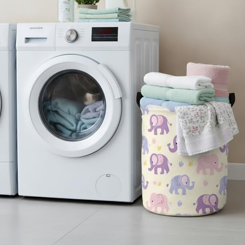Pink Purple Elephant Baby Laundry Basket & Toy Organizer