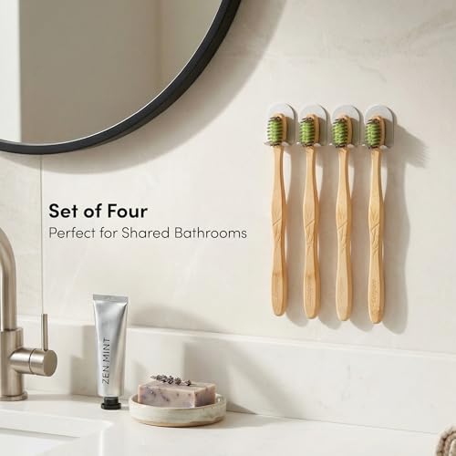Wall Mounted Toothbrush Holder Set of 4 - Anodized Aluminum Clips