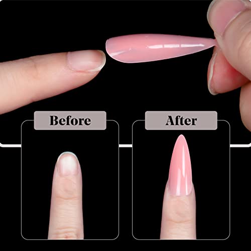 Krofaue 120PCS Dual Nail Forms Almond & Stiletto Poly Gel Molds Reusable