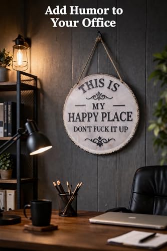 Happy Place Metal Sign - 12in Decorative Wall Plaque for Home