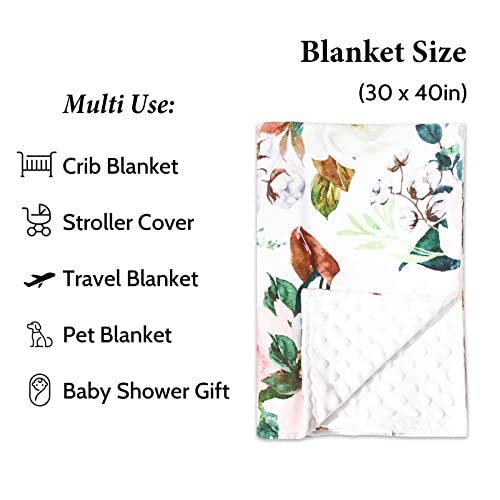 DILIMI Pink Flower Baby Blanket 40x30in Soft Plush Unisex Nursery Throw