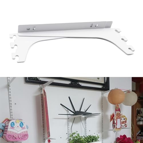 7.6 Inch White Single Track System Shelf Bracket - 2 Pcs