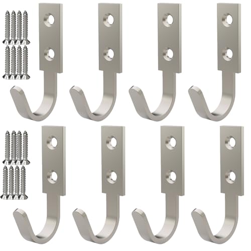 Aufuga Heavy Duty Stainless Steel Wall Hooks - Silver 8-Piece Set