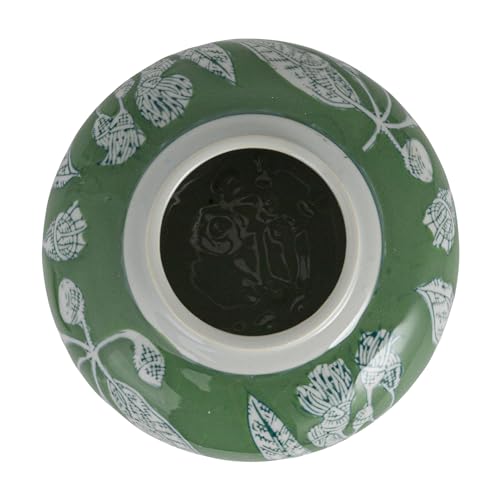Creative Co-Op Decorative Ceramic Ginger Jar with Domed Lid, Green