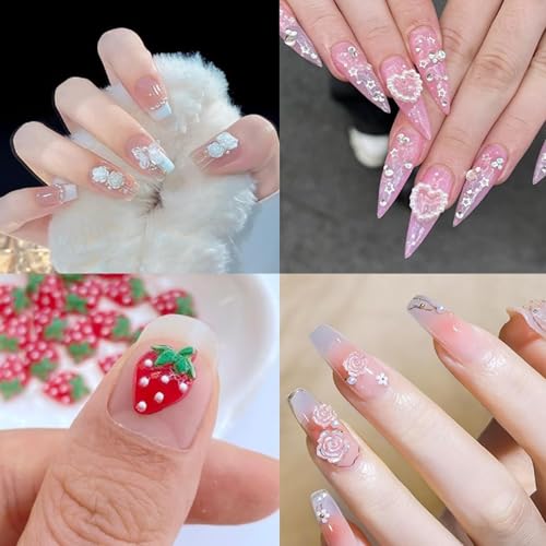 FINGCRO 110pcs 3D Nail Charms Resin Flatback Flowers Fruit Butterflies
