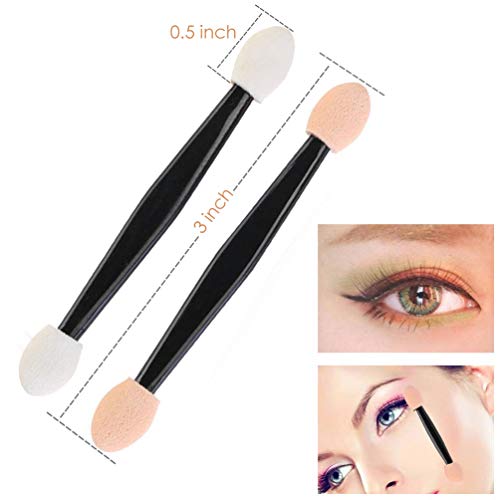 JASSINS 50Pcs Disposable Eyeshadow Applicators, Double-Sided Sponge Makeup Brushes