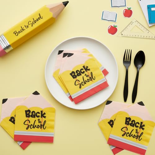 YGAUZ 100 PCS Pencil Shaped Paper Napkins - Back to School Party Supplies