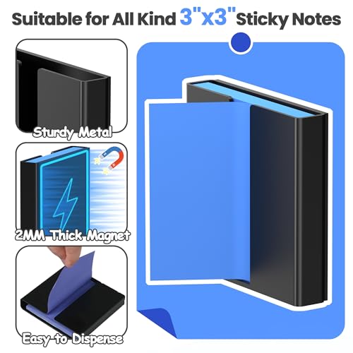 Magnetic Sticky Note Dispenser - 3x3 Inch Organizer for Office & Home