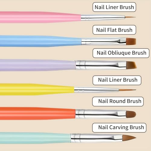 6-Piece Professional Nail Art Brush Set and Dotting Tool Kit