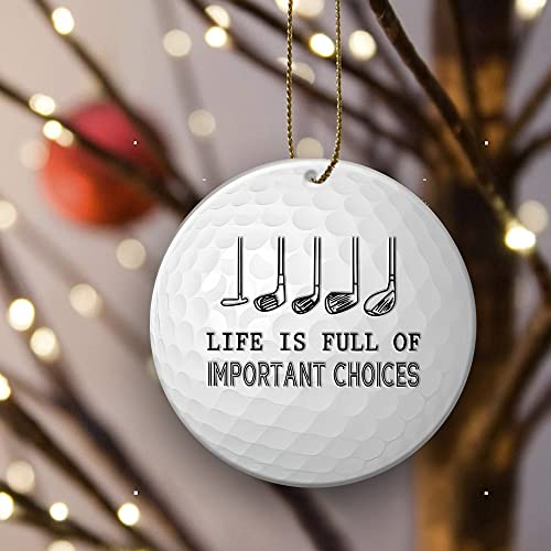 Golf Ornament - Ceramic Christmas Tree Decoration & Car Accessory