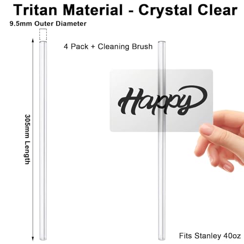 Reusable Straws for Stanley 40oz Tumbler - 4-Pack with Brush