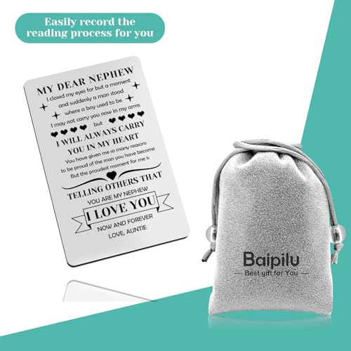 Nephew Gift Card from Aunt - Meaningful Stainless Steel Wallet Card for Birthday Christmas Graduation