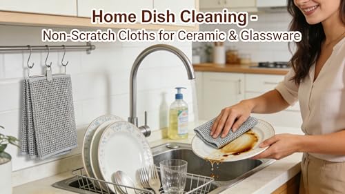 YOFAN 10-Pack Dual-Layer Metal Mesh Cleaning Cloths - Gentle Scratch-Free Kitchen Scrubbers