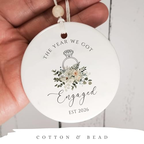 First Christmas Engaged Ornament 2026 - Wedding Keepsake Ceramic Decoration - Variation of Engaged Ornament 2026