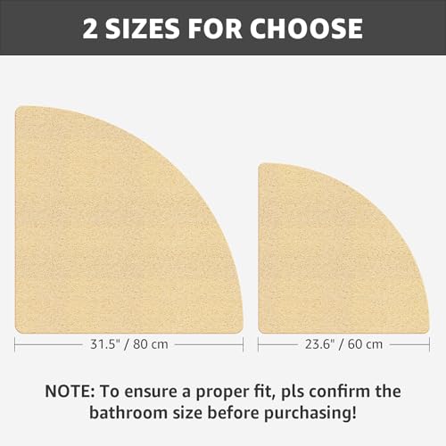 Yolife Triangle Shower Mat 23.6" x 23.6" - Beige Loofah Non-Slip Bath Mat