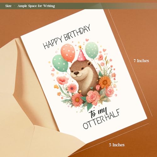 Cute Otter Half Birthday Card Set with Envelope & Stickers
