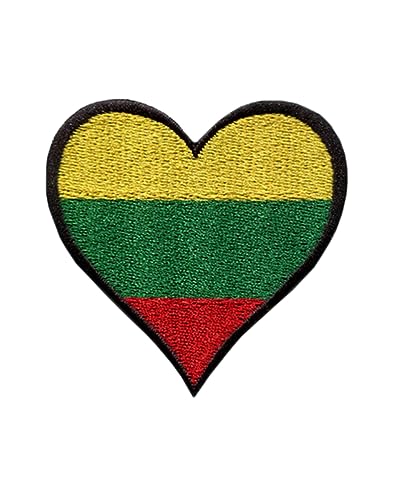 Lithuania Flag Heart Shaped Patch - Iron On or Sew On