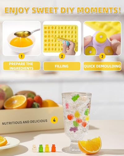 KKDINDAN 5-Piece Silicone Gummy Mold Set with Droppers & Cleaning Brush