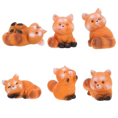 Yolev 6Pcs Red Panda Resin Dashboard Decorations and Cute Car Ornaments