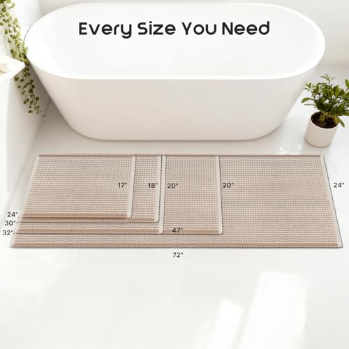 ArtyCozy Super Absorbent Waffle Bath Mat - Brown & White, 17"×24"