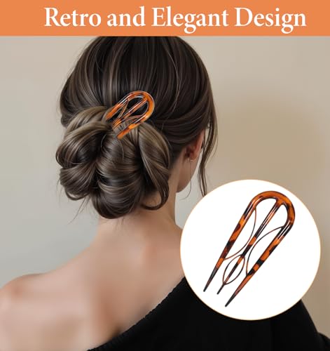 Thrymme 4-Inch U Shaped French Hair Pins - 4Pcs Non Slip Grip Teeth