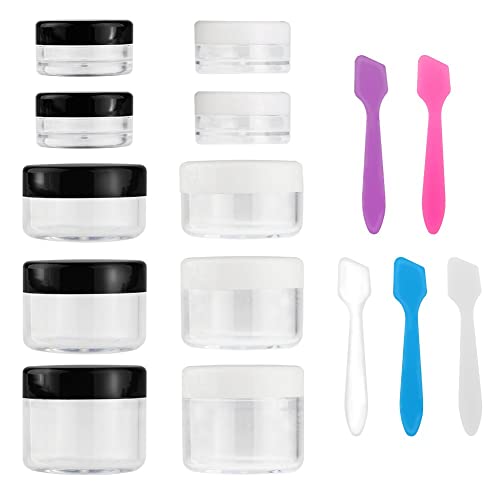 Accmor 10-Piece Clear Plastic Cosmetic Travel Jars with Spatulas