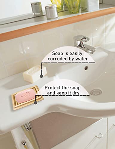 SHENYI Bamboo Wood Soap Dish Holder - Double Layer Design for Drying