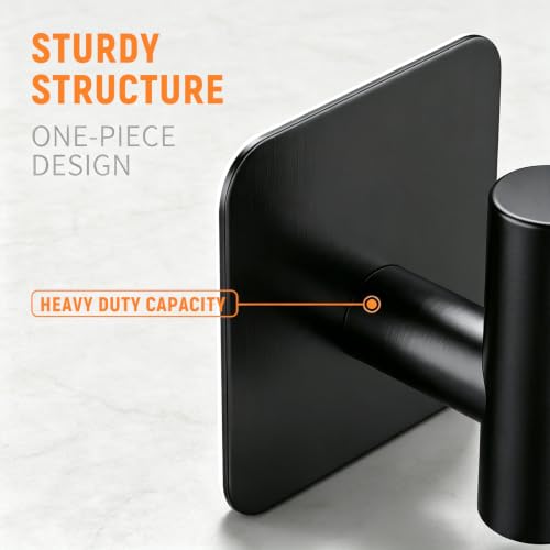 SetSail Adhesive Towel Hooks - Matte Black, 4 Pack for Bathrooms