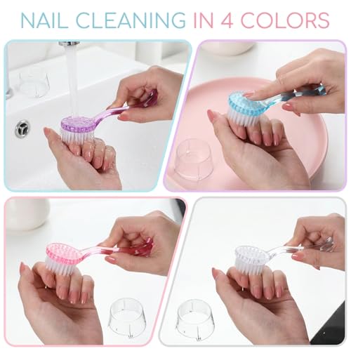 Snuviax 4-Piece Soft Nail Cleaning Brush Set with Handle Grip