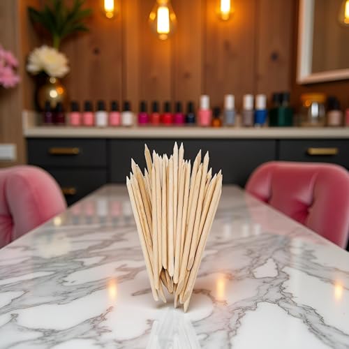 20Pcs Orange Wood Cuticle Pusher Sticks for Manicure and Nail Care
