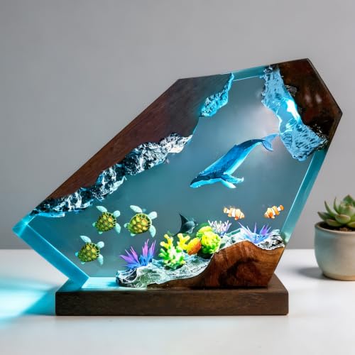 Humpback Whale Ocean Resin Night Light - Handmade Sea Animal Lamp S