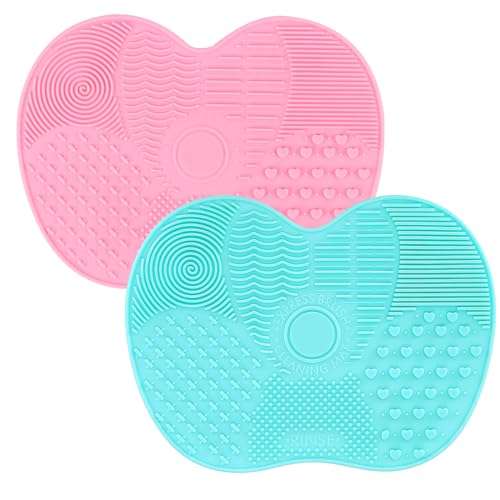 2 Pcs Silicone Makeup Brush Cleaner Mat with Suction Cup