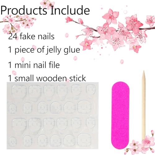 Short Oval Press on Nails Orange Floral Gold Glitter False Nails