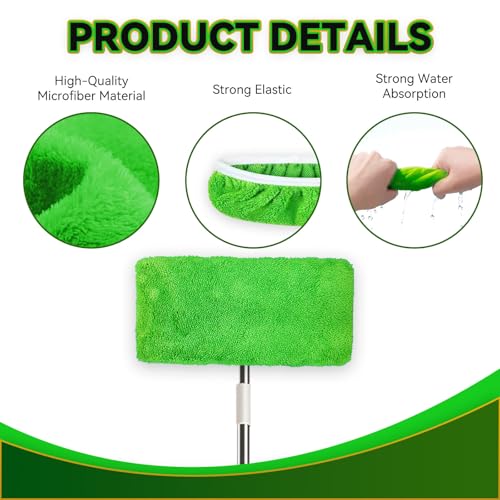 Green 4-Pack Reusable Microfiber Mop Pads for Swiffer Sweeper