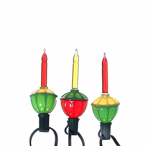 7-Light Bubble Light Set for Holiday Decor - Green Wire, Glass Bulbs