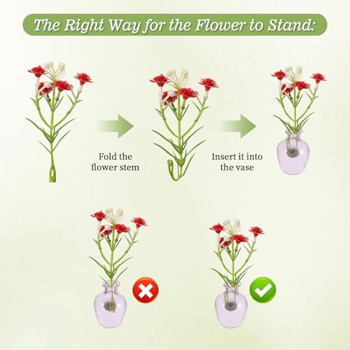 8-Piece Mini Vase Magnet Set with Artificial Flowers - Ceramic & Glass