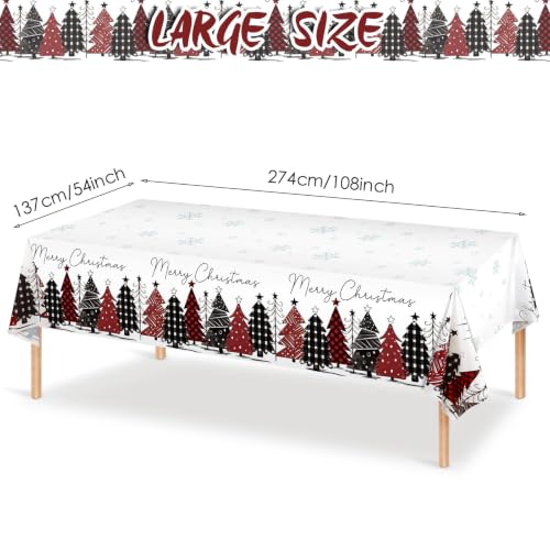 WovWeave Disposable Christmas Tablecloth 12 Pack Buffalo Plaid 54x108in - Holiday Party Decor