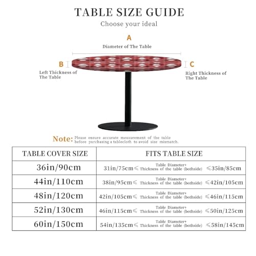 Christmas Round Fitted Tablecloth 54-58 Inch Fits 60 Inch Santa Design