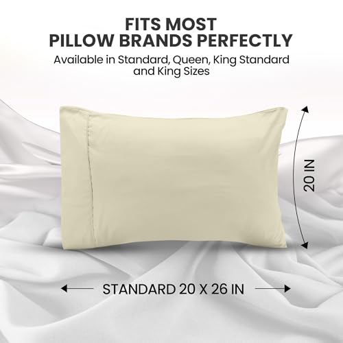 Ivory Standard Pillow Cases Set of 2 - Ultra Soft Microfiber
