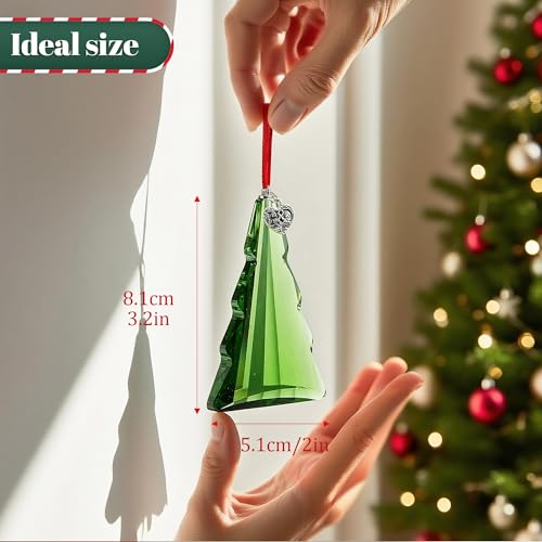 2026 Green Crystal Christmas Tree Ornament Suncatcher - Holiday Decor