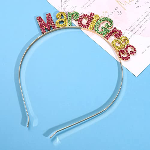 NVENF Mardi Gras Rhinestone Fleur De Lis Headband Carnival Hair Hoop