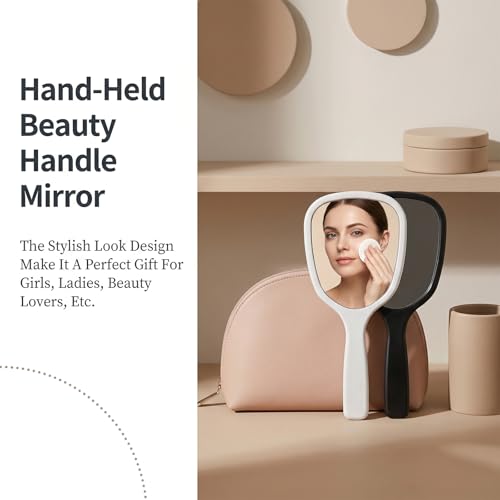 2 Pcs Portable Travel Handheld Mirrors with Handle - Compact and Lightweight for Makeup and Grooming